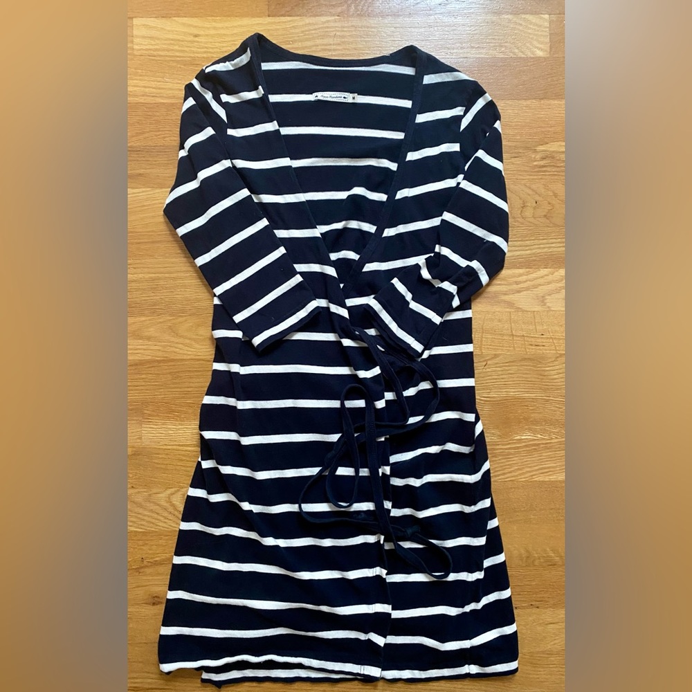 Navy blue with white stripes wrap dress